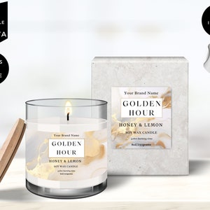 Editable Candle Jar Label, DIY Candle Label Template, Modern Candle Label, Candle Box Label Sticker, Candle Packaging, Canva Design, CBW1