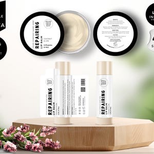 Lip Balm Label Template, Editable Chapstick Label, DIY Canva Lip Gloss Label, Custom Lip Tin Labels, Lip Product Package Labels, White, CBW9
