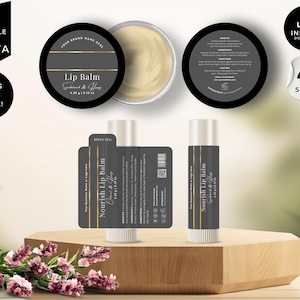 Lip Balm Label Template, Editable Chapstick Label, DIY Canva Lip Gloss Label, Custom Lip Tin Labels, Lip Product Package Labels, Grey, CS6