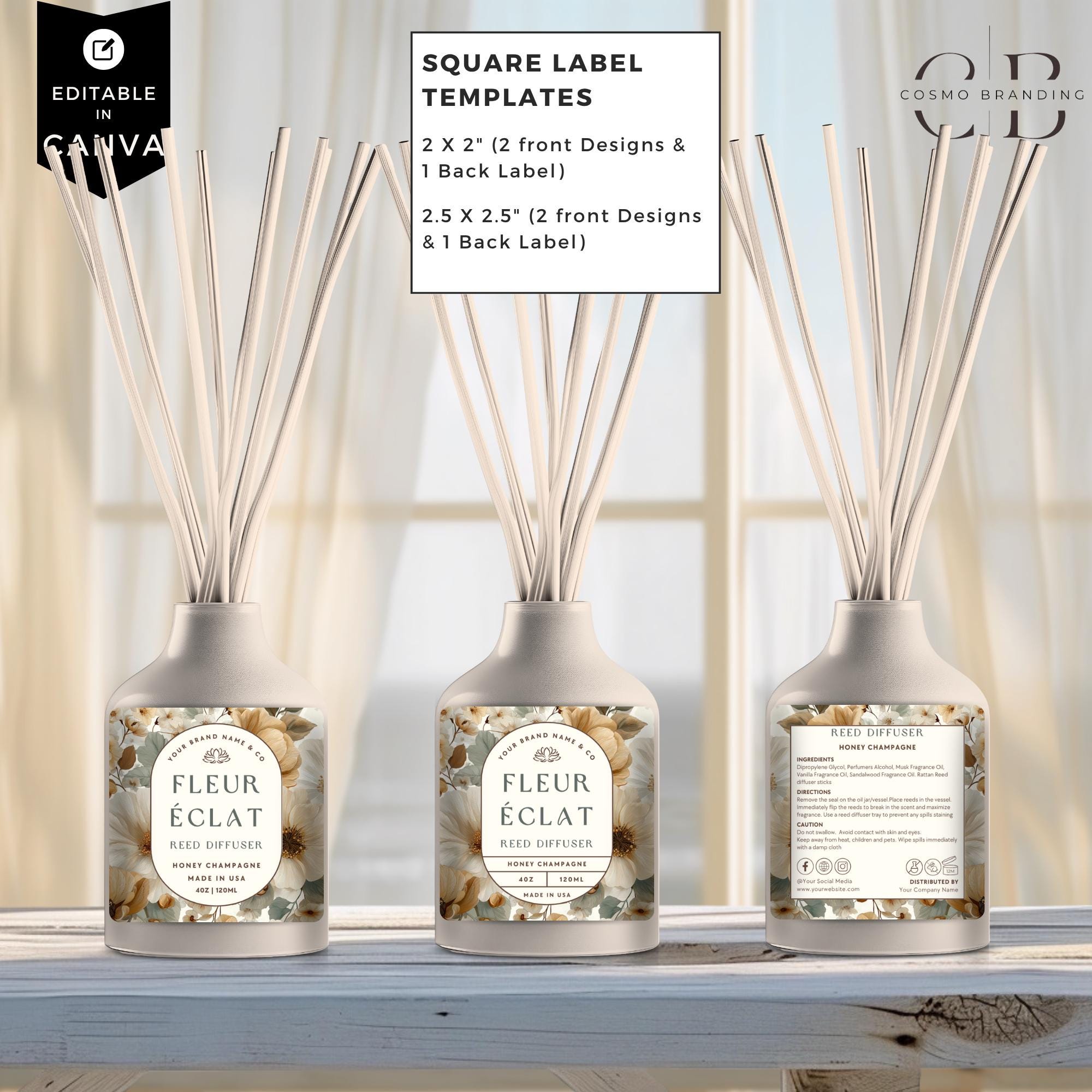 Editable Reed Diffuser Template, DIY Canva Product Labels, Room ...