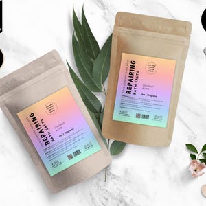 Editable Pouch Label Template, Bath Salts Label,  Apothecary Pouch Label, Tea, Coffee, DIY Soap Label, Pouch Packaging Design, Neon, CBM4