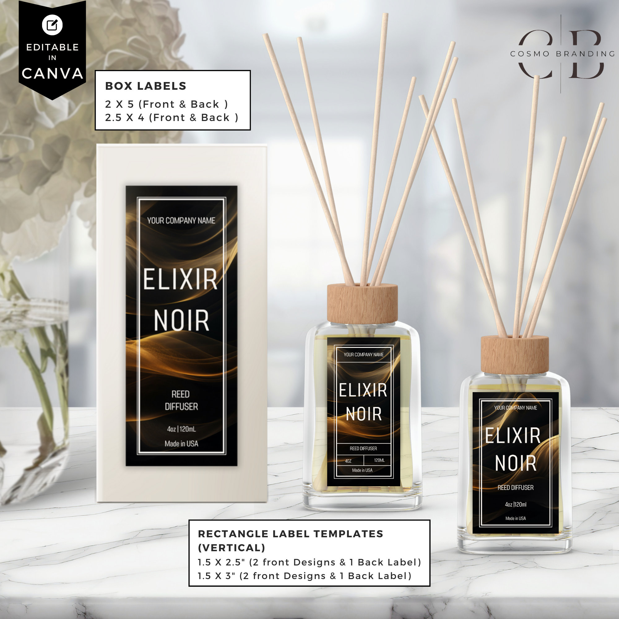 Editable Reed Diffuser Template, DIY Canva Product Labels, Room ...