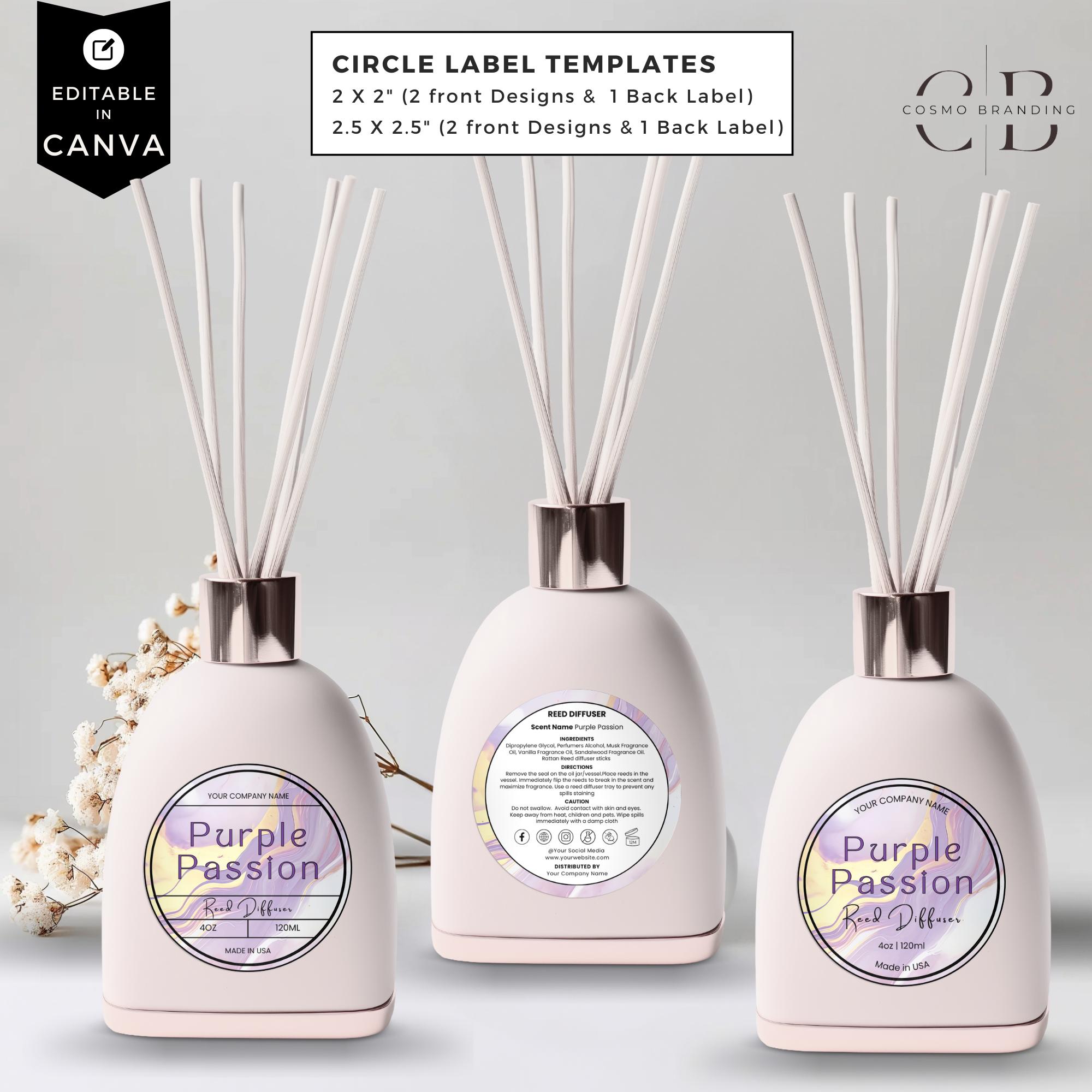 Room Diffuser Label Editable Reed Diffuser Template, DIY Canva Product Labels, Room ...