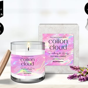 Editable Candle Jar Label, DIY Candle Label Template, Modern Candle Label, Candle Box Label Sticker, Candle Packaging, Canva Design, CBP4