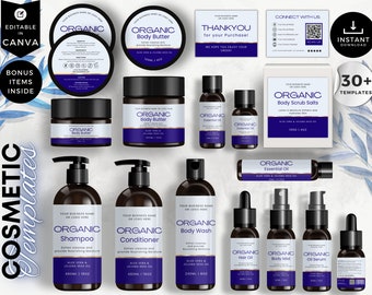 Modern Skincare Label Template, Bundle Canva Editable Cosmetic Labels Beauty Branding Kit, CBA6