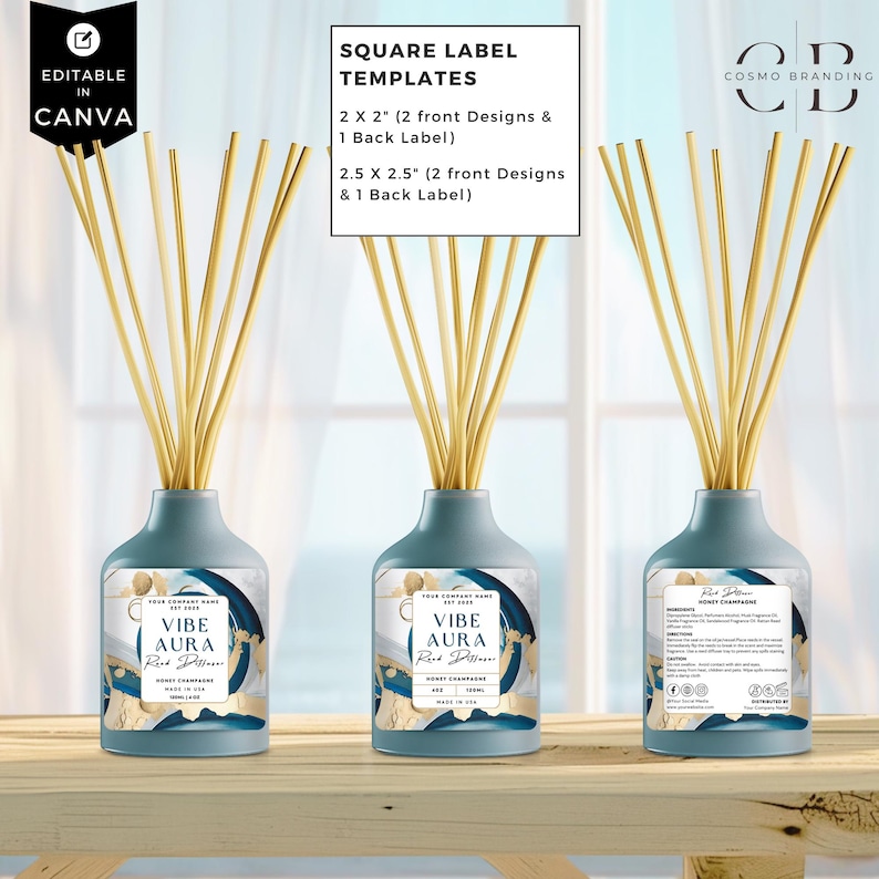 Editable Reed Diffuser Template, DIY Canva Product Labels, Room ...