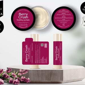 Lip Balm Label Template, Editable Chapstick Label, DIY Canva Lip Gloss Label, Custom Lip Tin Labels, Lip Product Package Labels, Pink, CB1