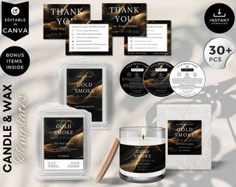 Luxury Elegant Candle And Wax Melt Label Template Bundle, Canva Editable Packaging Labels, CBB1