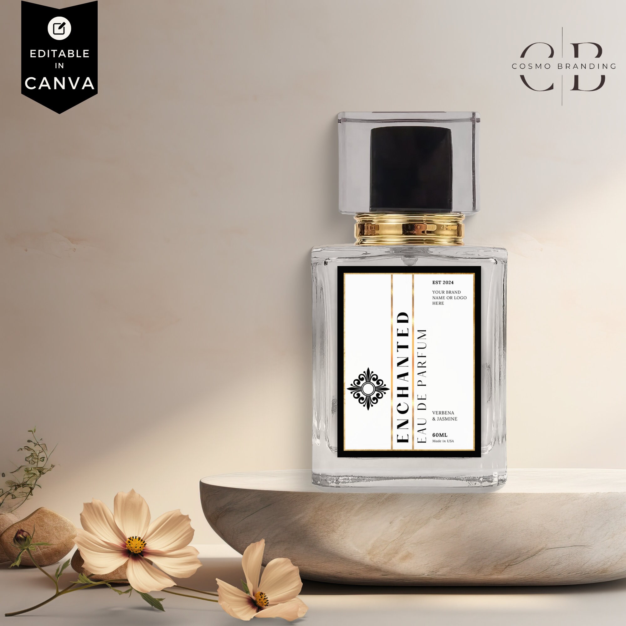 Editable Perfume Bottle Label, Custom Fragrance Canva Design, DIY ...