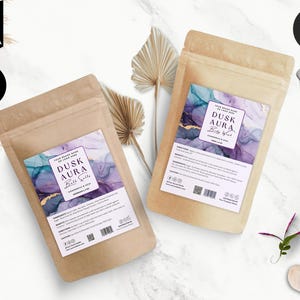 Editable Pouch Label Template, Bath Salts Label,  Apothecary Pouch Label, Tea, Coffee, DIY Soap Label, Pouch Packaging Design, Purple, CBD5