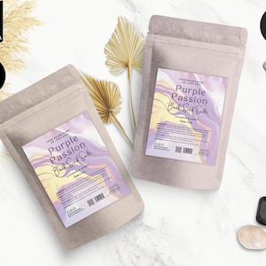 Editable Pouch Label Template, Bath Salts Label,  Apothecary Pouch Label, Tea, Coffee, DIY Soap Label, Pouch Packaging Design, Purple, CBP7
