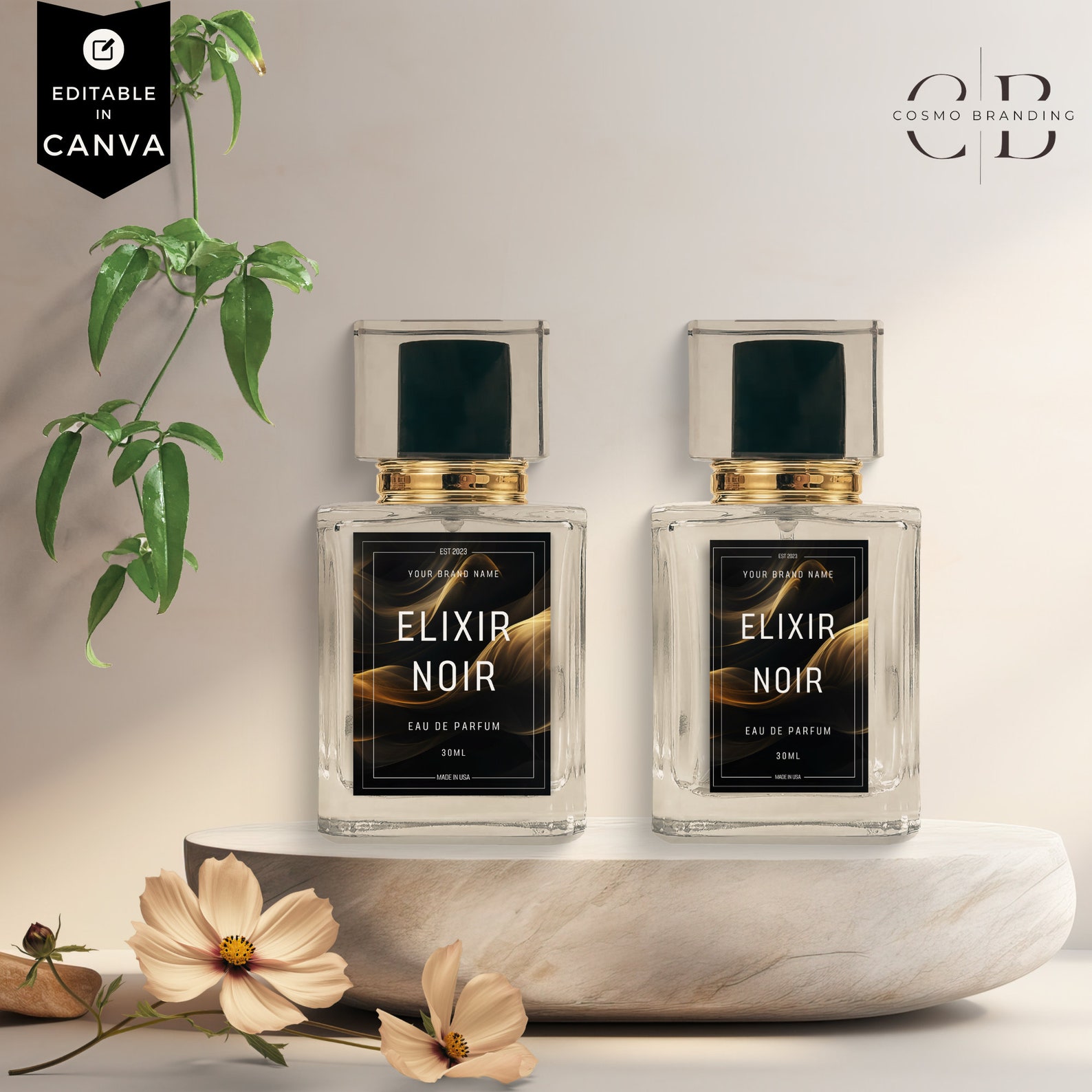 Editable Perfume Bottle Label, Custom Fragrance Canva Design, DIY ...