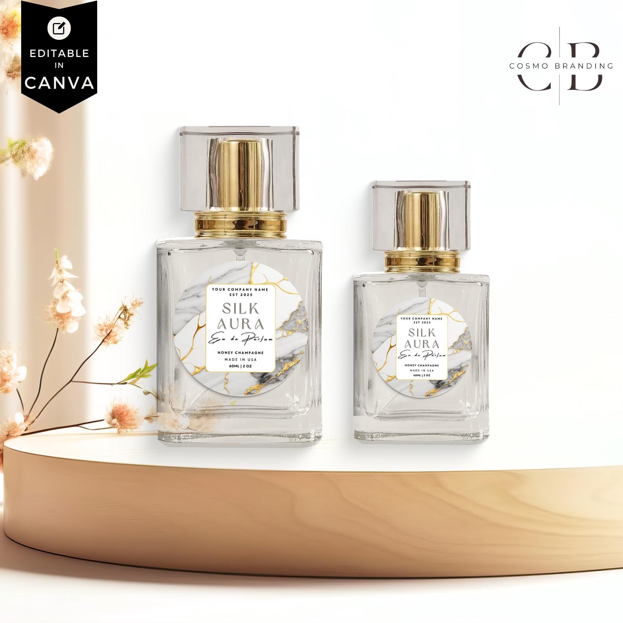 Editable Perfume Bottle Label, Custom Fragrance Canva Design, DIY ...