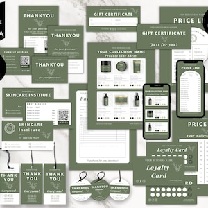Editable Small Business templates, Canva Branding Package, DIY Business starter kit, Business Cards, Price List, Thankyou Card, Green, CBS6