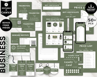 Botanical Beauty Business Branding Bundle, Canva Editable Templates Small Business Brand Kit, CBS6