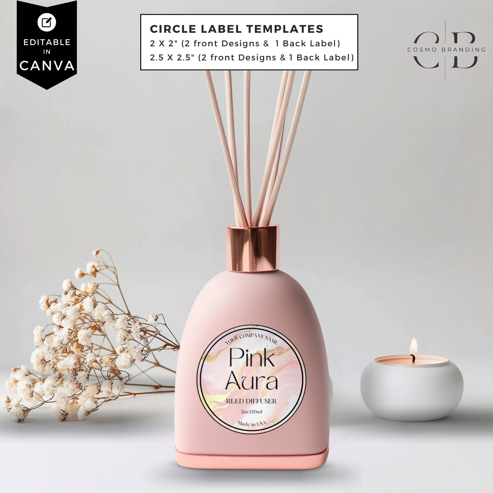 Editable Reed Diffuser Template, DIY Canva Product Labels, Room ...