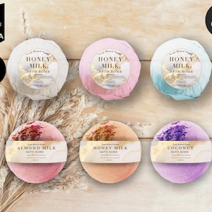 Bath Bomb Labels, Gold, Editable Soap Templates, Cosmetic Label Templates, Canva Template, Skincare Label Template, Product Labels, CBW1
