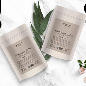 Editable Pouch Label Template, Bath Salts Label,  Apothecary Pouch Label, Tea, Coffee, DIY Soap Label, Pouch Packaging Design, Taupe, CS1