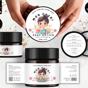 Editable Jar Label Templates, Girl Teen Cosmetic Product Canva Label Design, DIY Body Skin Brand, Round Tin Labels, Jar Lid Sticker, CBC7