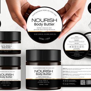 Editable Jar Label Templates, Cosmetic Product Label, DIY Canva Design, Body Skincare Brand, Round Tin Labels, Jar Lid Sticker, White, CBA1