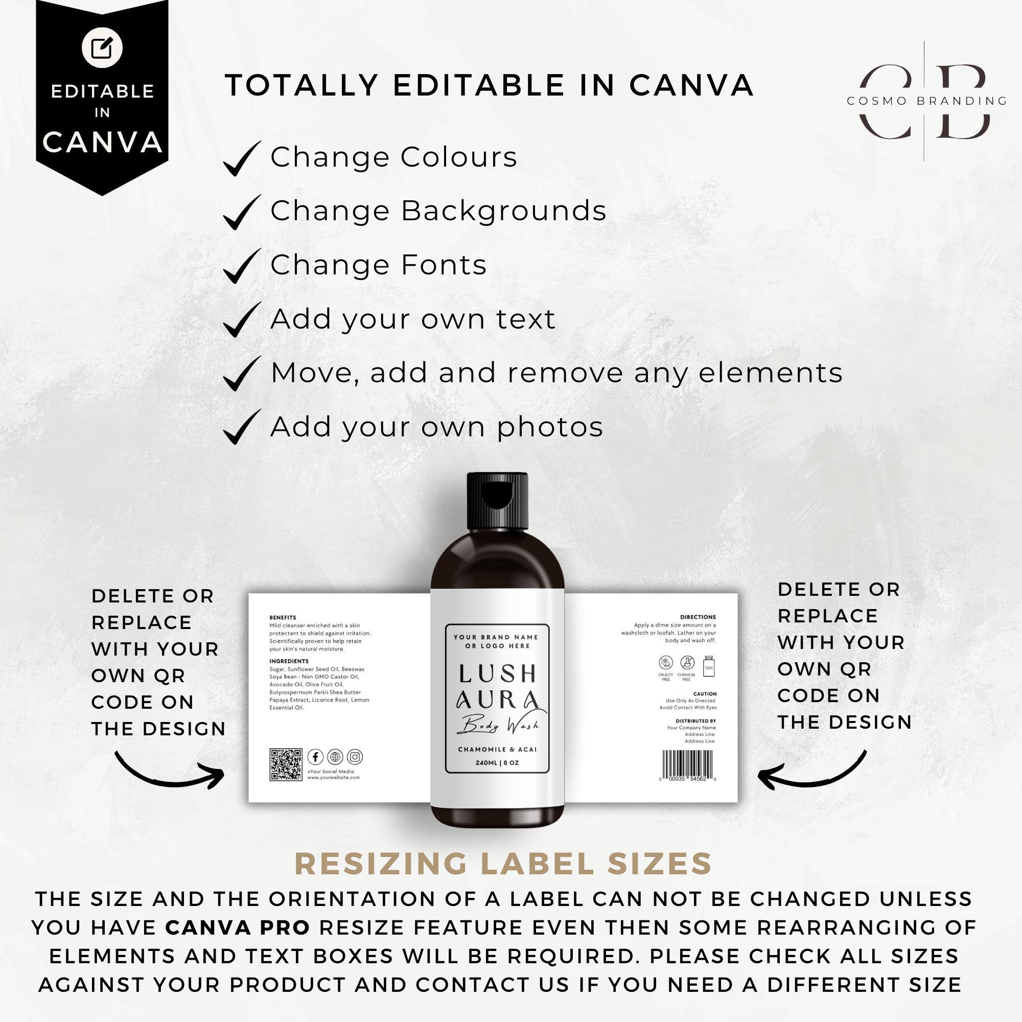 Mini Conditioner Label Minimalist Shampoo Bottle Label Template Set, Canva Editable Lotion ...