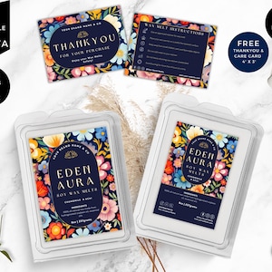 Wax Melts Labels Template, Wax Safety, Editable Snap-Bar Clamshell Label, DIY Customizable Wax Tart Labels, Modern Canva Design, Blue, CBN6