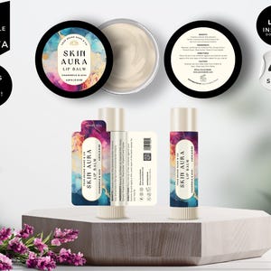 Lip Balm Label Template, Editable Chapstick Label, DIY Canva Lip Gloss Label, Custom Lip Tin Labels, Lip Product Package Labels, Cream, CBV3