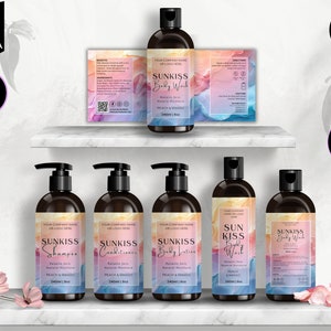 Shampoo Bottle Label Template, Canva Bottle Label Design, DIY Cosmetic Bottle Labels 4oz, 8oz, 16oz, Conditioner Label Template, CBP6