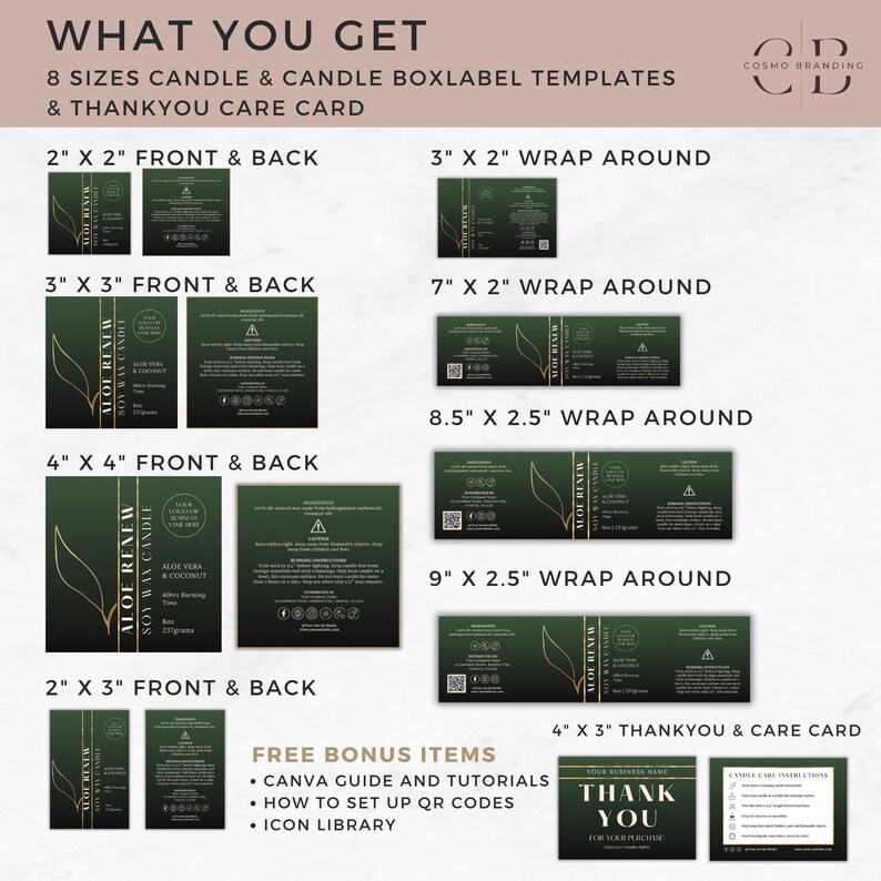 Luxury Elegant Candle Label Template Bundle, Canva Editable Candle ...