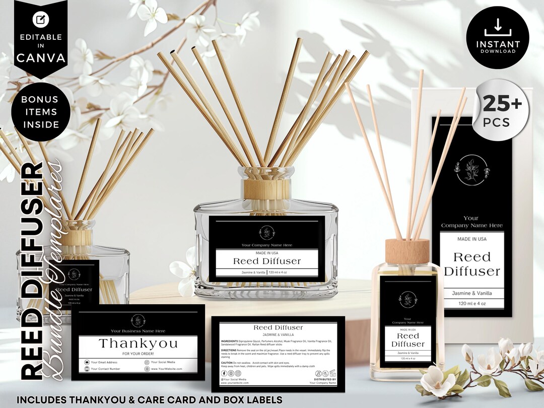 Editable Reed Diffuser Template, DIY Canva Product Labels, Room ...