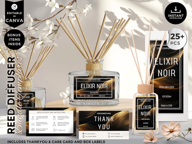 Editable Reed Diffuser Template, DIY Canva Product Labels, Room ...