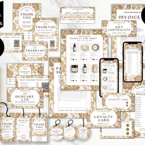 Editable Small Business templates, Canva Branding Package, DIY Business starter kit, Business Cards, Price List, Thankyou Card, White, CBW7