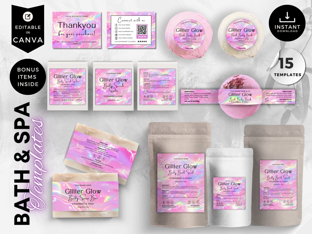 Vibrant Bath and Body Label Template Bundle, Canva Editable Soap Bath ...