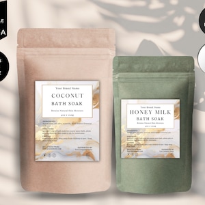 Editable Pouch Label Template, Bath Salts Label,  Apothecary Pouch Label, Tea Coffee Pouch Label, Product Pouch Packaging Design, Gold, CBW1
