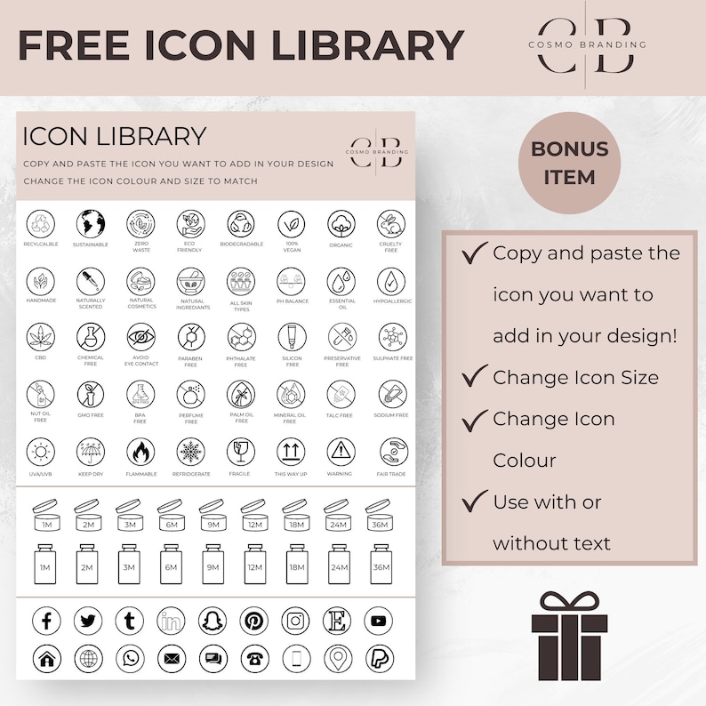 Editable Cosmetic Label Templates Custom Body Product Label DIY Editable Cosmetic Label Templates Custom Body Product Label DIY