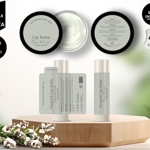 Lip Balm Label Template, Editable Chapstick Label, DIY Canva Lip Gloss Label, Custom Lip Tin Labels, Lip Product Package Labels, Green, CS2