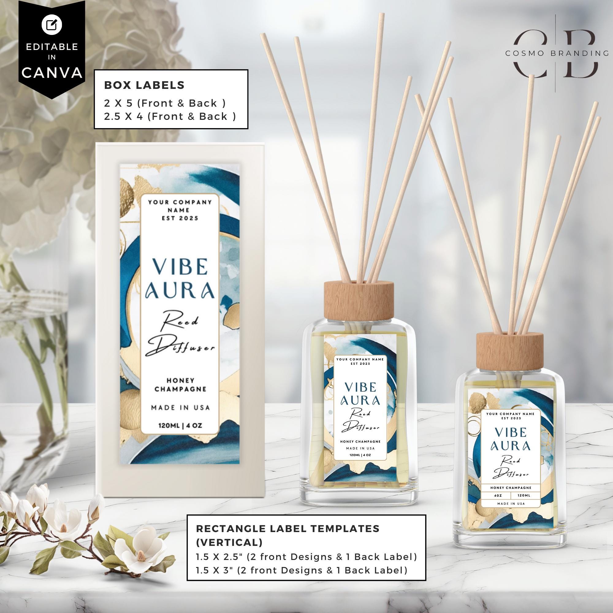 Editable Reed Diffuser Template, DIY Canva Product Labels, Room ...