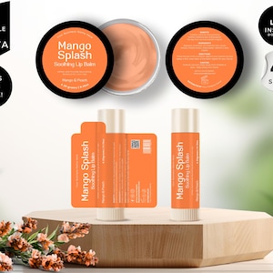 Lip Balm Label Template, Editable Chapstick Label, DIY Canva Lip Gloss Label, Custom Lip Tin Labels, Lip Product Package Labels, Orange, CB2