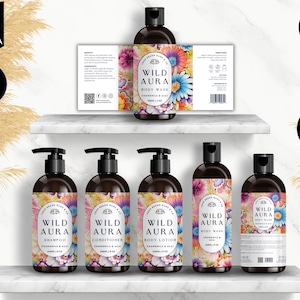 Shampoo Bottle Label Template, Canva Bottle Label Design, DIY Cosmetic Bottle Labels 4oz, 8oz, 16oz, Conditioner Label Template, White, CBV4