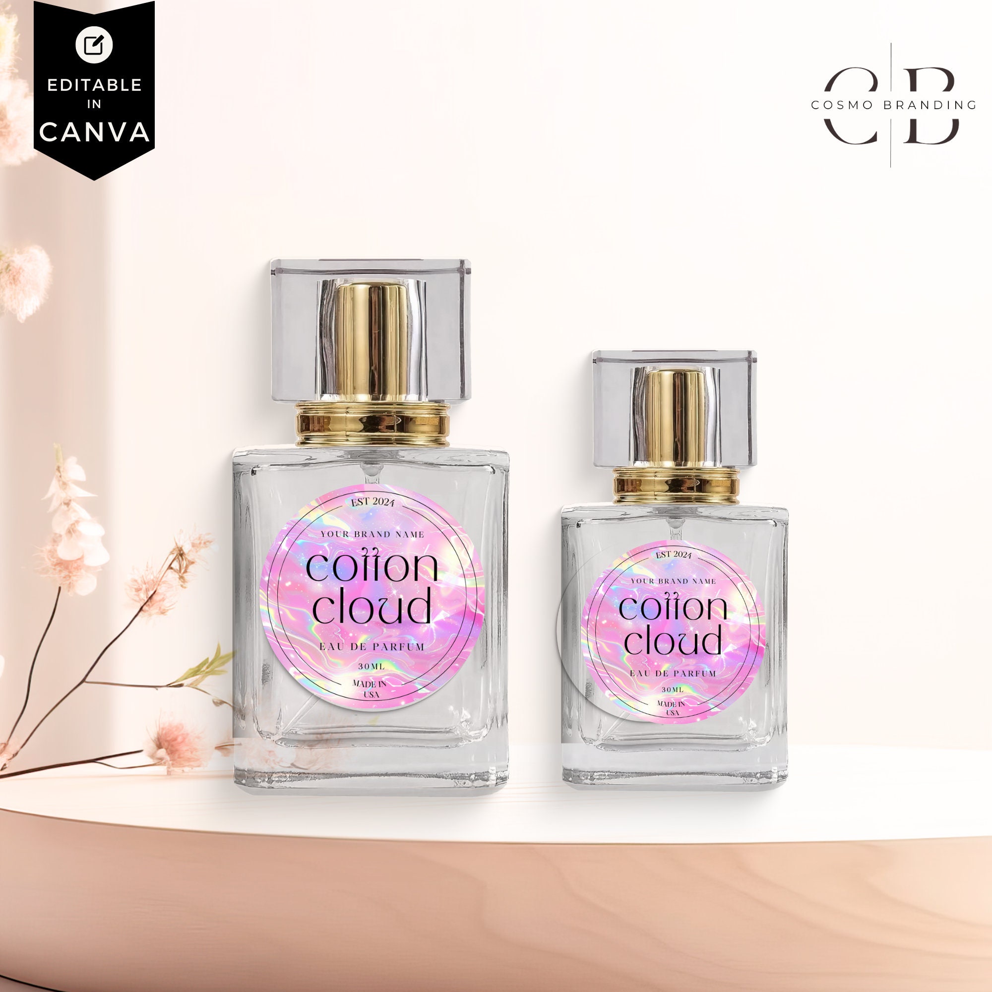 Editable Perfume Bottle Label, Custom Fragrance Canva Design, DIY ...