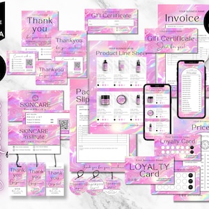 Editable Small Business templates, Canva Branding Package, DIY Business starter kit, Business Cards, Price List, Thankyou Card, Pink, CBP4