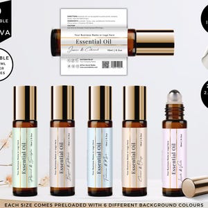 Essential Oil Label, Roller Bottle Label, Oil Bottle Label, Canva Template, Printable Custom Product Label, Editable Roll On Bottle, CBR9