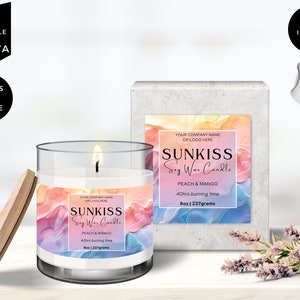 Editable Candle Jar Label, DIY Candle Label Template, Modern Candle Label, Candle Box Label Sticker, Candle Packaging, Canva Design, CBP6