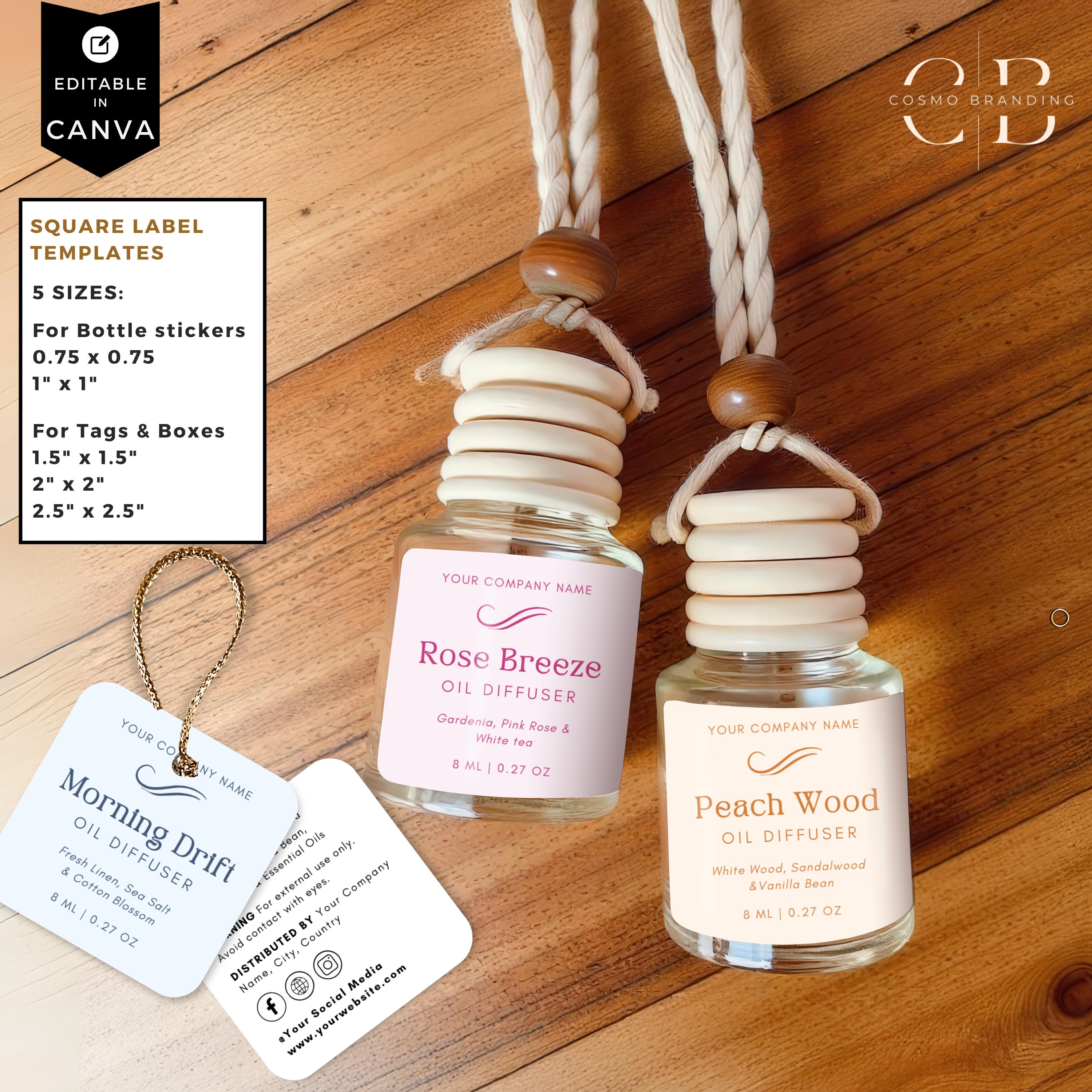 Editable Car Diffuser Label Templates, Canva Hanging Fragrance Design ...