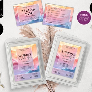 Wax Melts Labels Template, Editable Snap-Bar Clamshell Label, DIY Customizable Wax Tart Labels, Modern Canva Design Templates, Pastel, CBP6