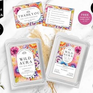Wax Melts Labels Template, Wax Safety, Editable Snap-Bar Clamshell Label, DIY Customizable Wax Tart Labels, Modern Canva Design, White, CBV4