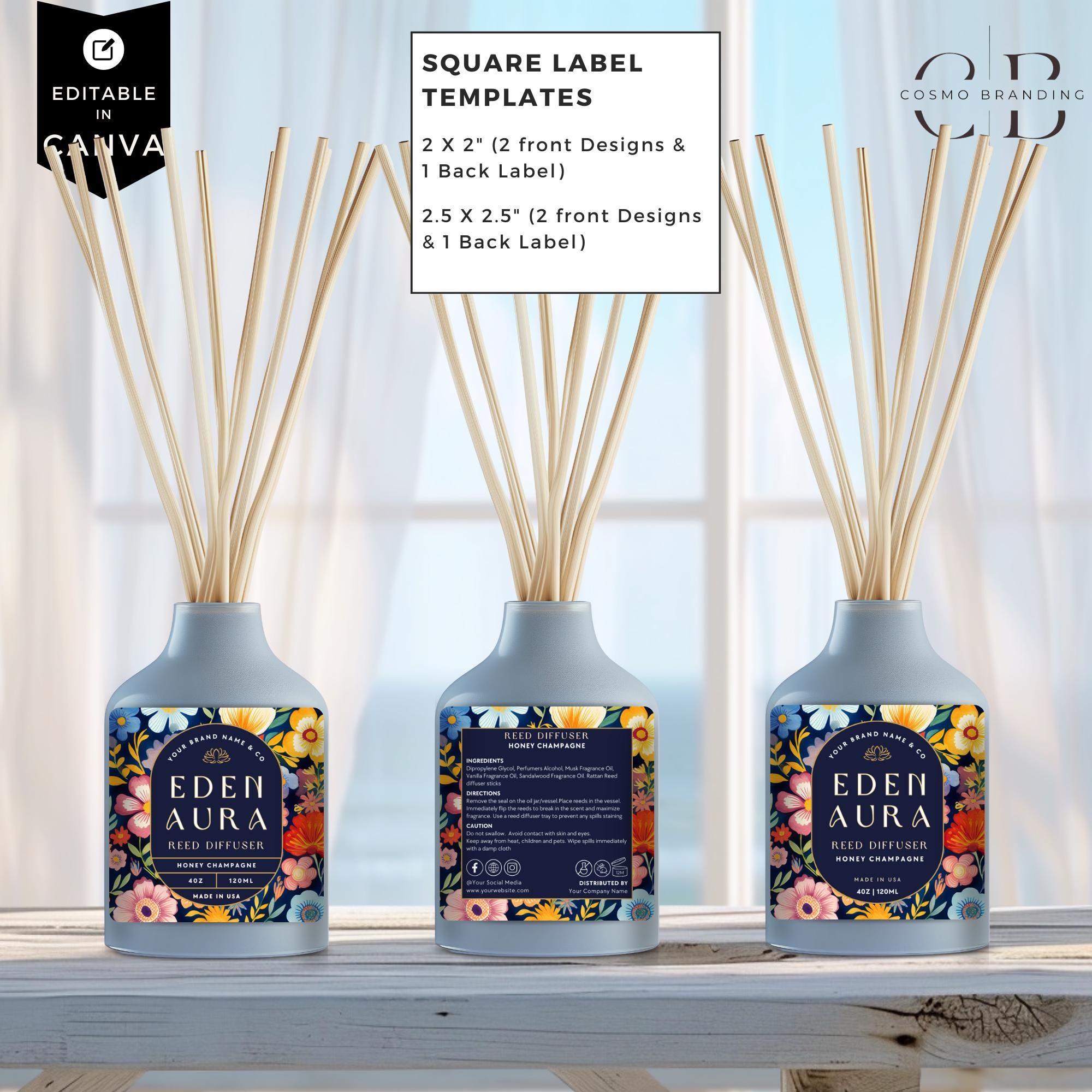 Editable Reed Diffuser Template, DIY Canva Product Labels, Room ...