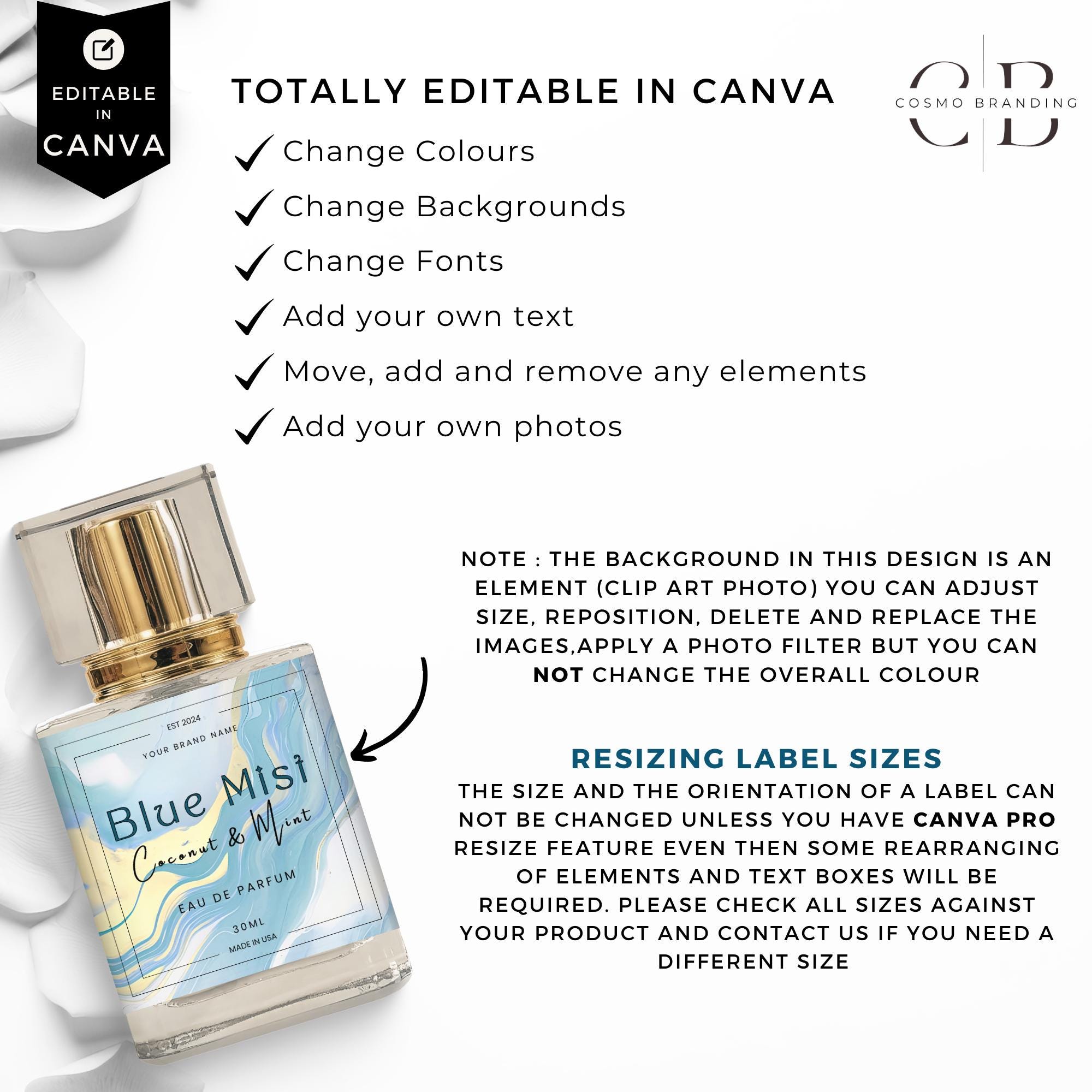 Editable Perfume Bottle Label, Custom Fragrance Canva Design, DIY ...