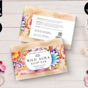Editable Soap Label, Soap Labels Template, Modern Soap Label, Diy Soap Labels, Soap Product Label, Soap Packaging Canva, White, floral, CBV4