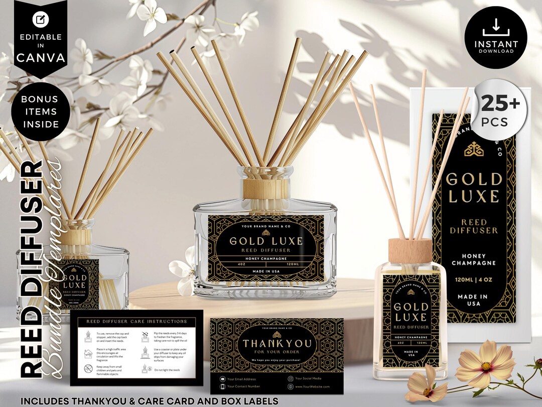 Editable Reed Diffuser Template, DIY Canva Product Labels, Room ...